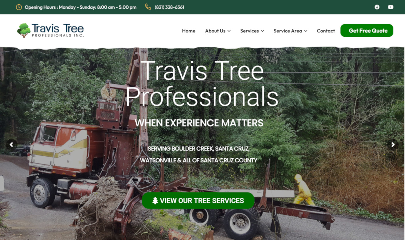 Travis Tree Professionals made by Santa Cruz Webmasters
